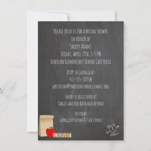 Thematisches Brautparty für Schullehrer Einladung (Rückseite)