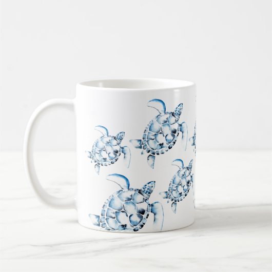 Theme Blue Sea Turtle Beach Kaffeetasse (Links)