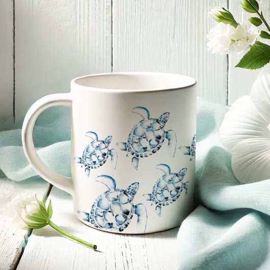 Theme Blue Sea Turtle Beach Kaffeetasse