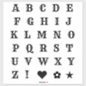 Theme Letters Alphabet Monogram Aufkleber (Blatt)