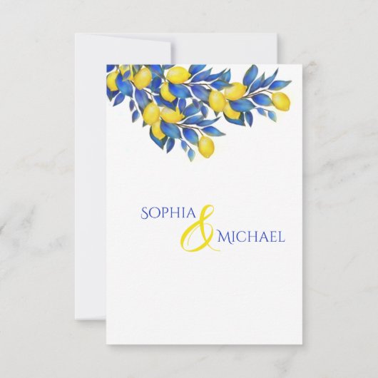 Theme Mediterranean Lemon Wedding Einladung (Rückseite)