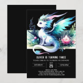 Theme Modern Dragon Birthday Einladung (Vorne/Hinten)