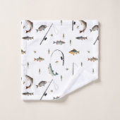 Theme-Muster für Fische mit Angelruten Badhandtuch Set (Waschlappen)