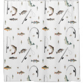 Theme-Muster für Fische mit Angelruten Duschvorhang (Vorderseite)