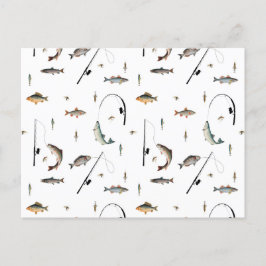 Theme-Muster für Fische mit Angelruten Feiertagspostkarte