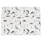 Theme-Muster für Fische mit Angelruten Große Geschenktüte (Vorderseite)
