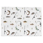 Theme-Muster für Fische mit Angelruten Große Geschenktüte (Rückseite)