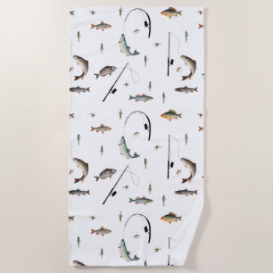 Theme-Muster für Fische mit Angelruten Strandtuch