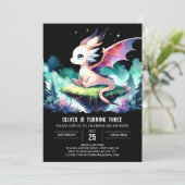 Theme Niedlich Dragon Birthday Einladung (Stehend Vorderseite)
