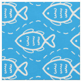 Theme of Ocean Sea Fish Wave Lines Muster Stoff (Nahaufnahme)