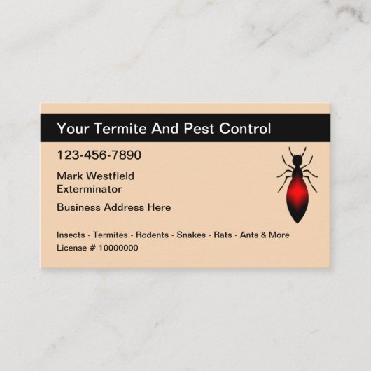 Theme Termite Pest Kontrolle Exterminator Visitenkarte (Vorderseite)