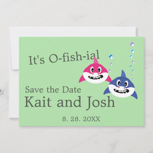 Theme Wedding Fish Funny Hai speichern Datum Einladung (Vorderseite)