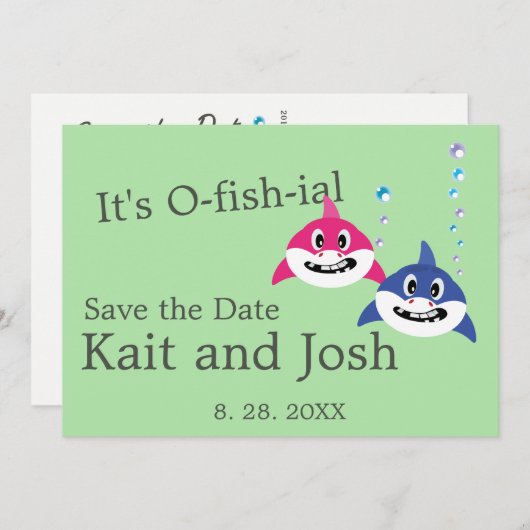 Theme Wedding Fish Funny Hai speichern Datum Einladung (Vorne/Hinten)