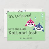 Theme Wedding Fish Funny Hai speichern Datum Postkarte (Vorne/Hinten)
