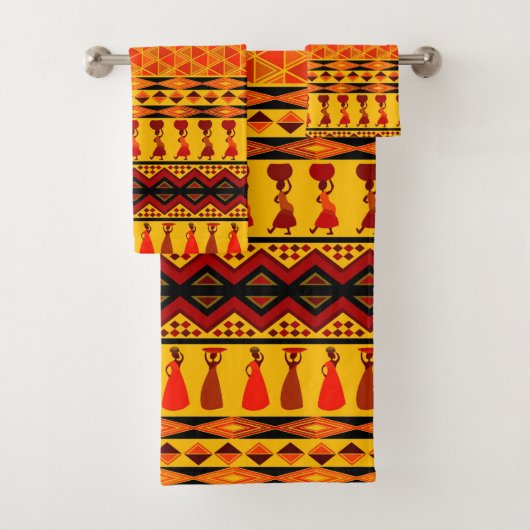Themed African Tribal Muster Handtuch Set (Insitu)