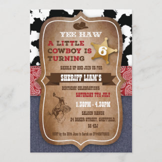 Themed Geburtstags-Party Einladung des Cowboys