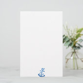 Themed Marine Anchor Nautical Marine des Blue Ship Briefpapier (Stehend Vorderseite)