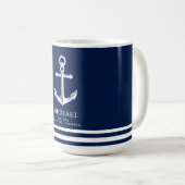 Themed nautischindividueller Name des Anker-| Kaffeetasse (VorderseiteRechts)