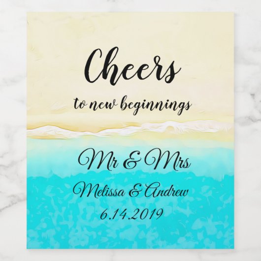 Themed Ocean Shore Beach Weinetikett (Einzelnes Label)