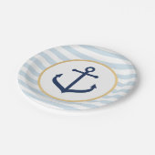 Themed PapiernautischTeller - blauer Anker Pappteller (Schrägansicht)