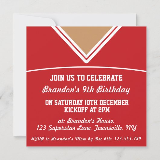 Themed Party Fußball-Jerseys laden Schablone, LAX Einladung (Vorderseite)