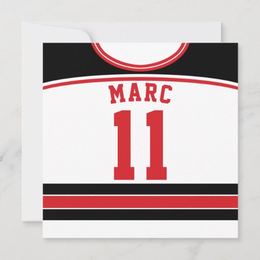 Themed Party Hockey-Jerseys lädt Schablone ein Einladung (Rückseite)