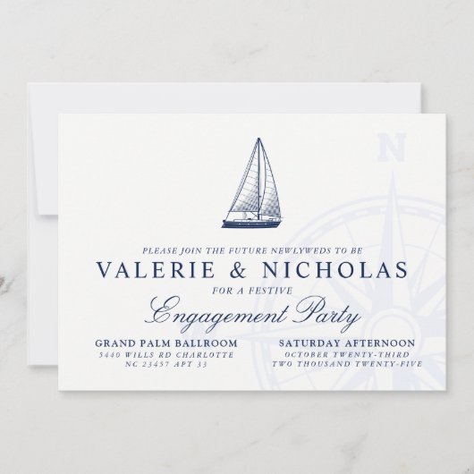 Themed Segelboot-Verlobungs-nautischParty Einladung (Vorderseite)