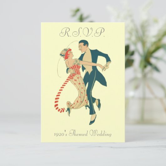 Themed Wedding R.S.V.P.-Karten der 20er Jahre RSVP Karte (Stehend Vorderseite)