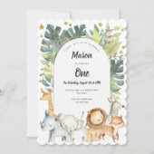 Themen der Tiere, Jungelsafari oder Geburtstag von Einladung (Vorderseite)