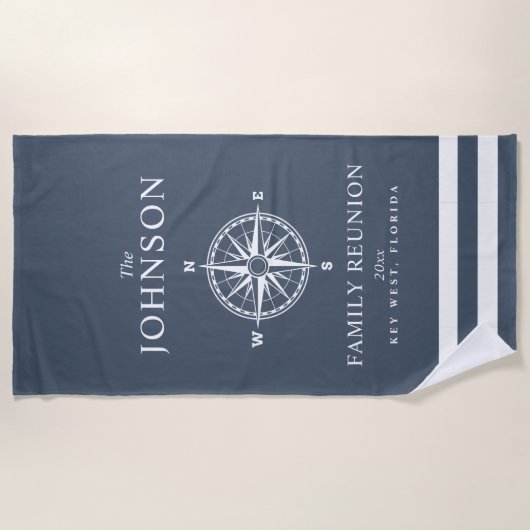 Themenorientiertes Kompass-Schiefer-Nautischblau Strandtuch (Vorderseite)