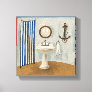 Themenorientiertes nautischbadezimmer leinwanddruck