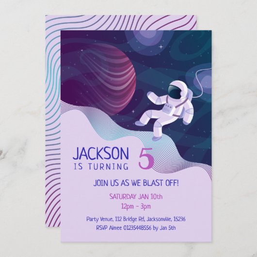 Themenpartei für Weltraumforscher Einladung (Vorne/Hinten)