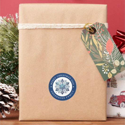 Themenurlaub Snowflake & Ice Cristales Runder Aufkleber (Feiertag)