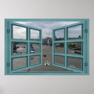 Themse Fluss durch ein 6-poliges Open-Window-Poste Poster