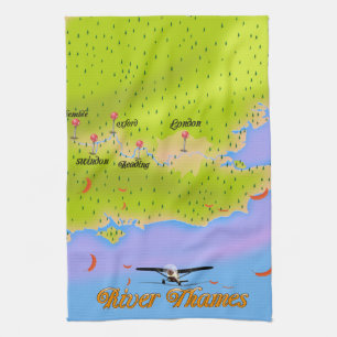 Themse London - England-Karte Geschirrtuch
