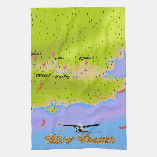 Themse London - England-Karte Geschirrtuch (Vertikal)