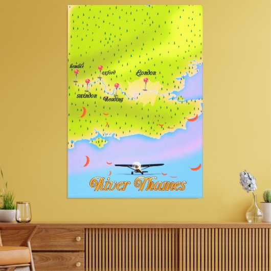 Themse London - England-Karte Leinwanddruck (Insitu (Wohnzimmer))