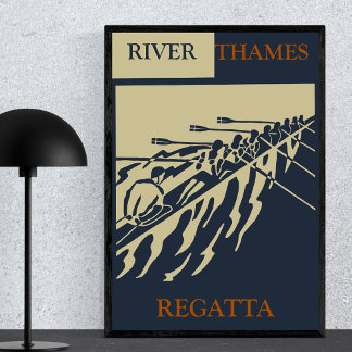 Themse Regatta Vintag Retro Rowing Sport Poster