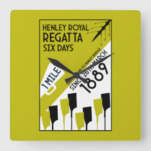 Themse Regatta - Vintage Retro Style Rowing Quadratische Wanduhr