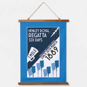 Themse Regatta - Vintage Retro Style Rowing Wandteppich Mit Holzrahmen