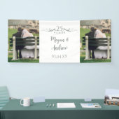 Then and Now Script 25th Wedding Anniversary Party Banner (Messe)