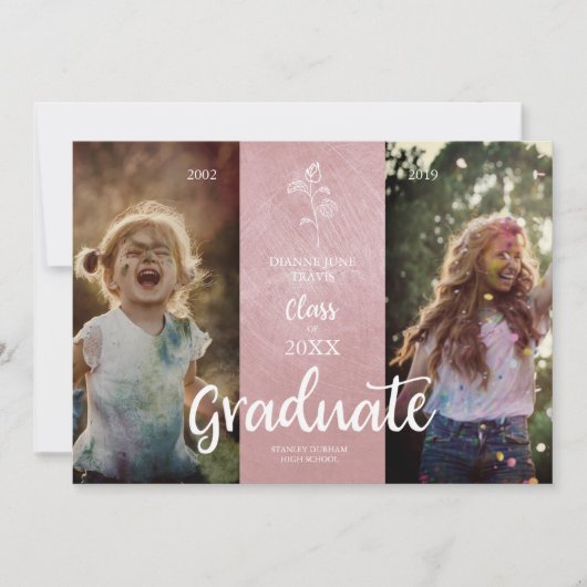 Then & Now Rose Graduation Photo Metal Texture (Vorderseite)