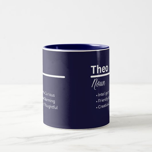 Theo Boy Personalized Name Definition Mug Zweifarbige Tasse (Mittel)
