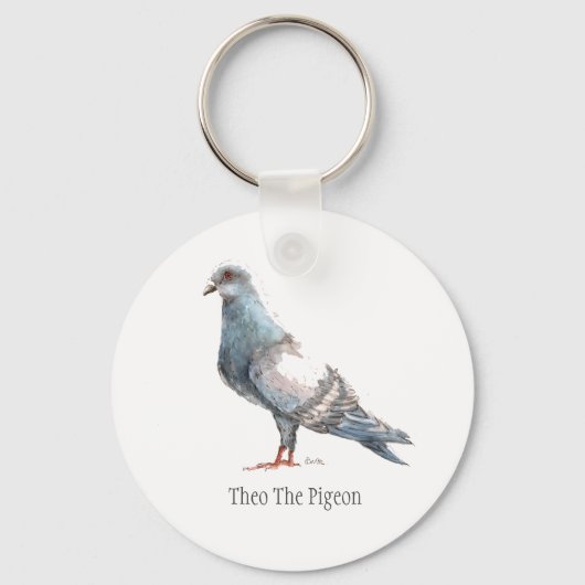 "Theo The Pigeon" Bird Keyring Schlüsselanhänger (Vorderseite)
