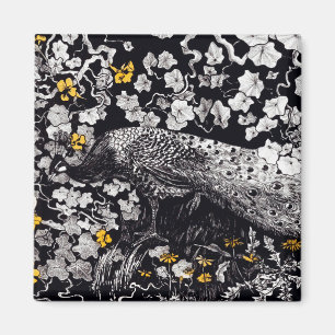 Theo Van Hoytema Retro Peacock Clip Art Black und Magnet