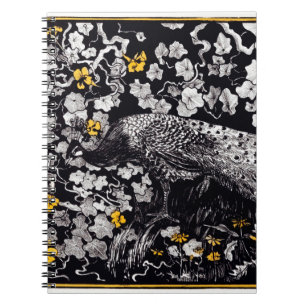 Theo Van Hoytema Retro Peacock Clip Art Black und Notizblock