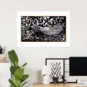Theo Van Hoytema Retro Peacock Clip Art Black und Poster (Heimbüro)