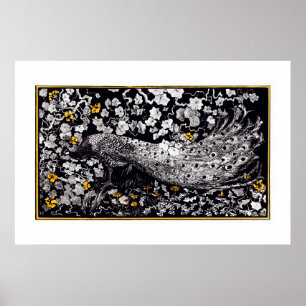 Theo Van Hoytema Retro Peacock Clip Art Black und Poster