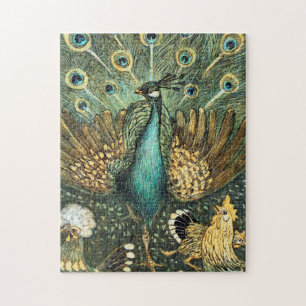 Theo Van Hoytema Vintag Peacock Open Wing Pfau Puzzle