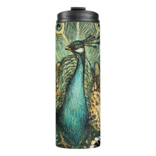 Theo Van Hoytema Vintag Peacock Open Wings Peafow Thermosbecher